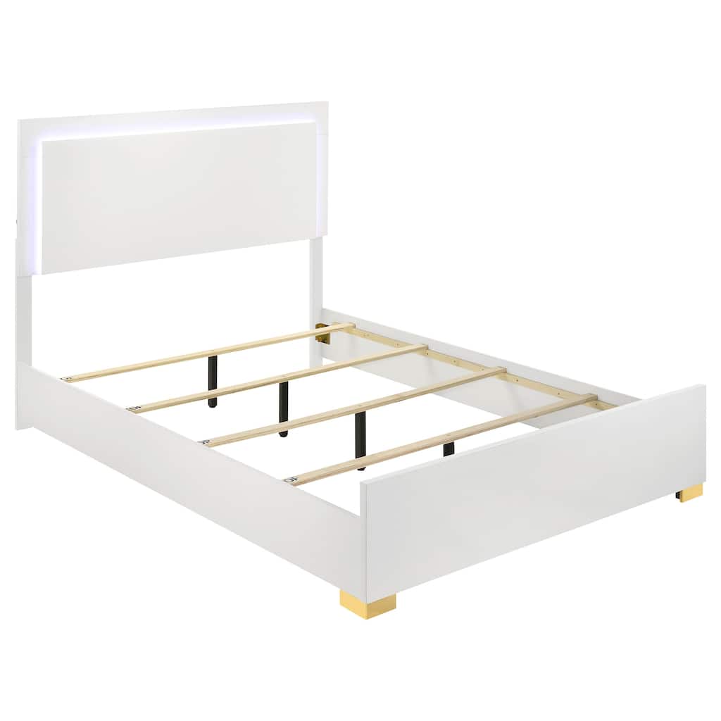 Marceline Contemporary Wood LED Panel Bed