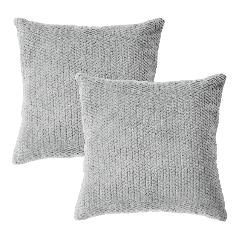 Sorra Home Velvet Shimmer Indoor Textured Knife Edge Square Pillows (Set of 2)