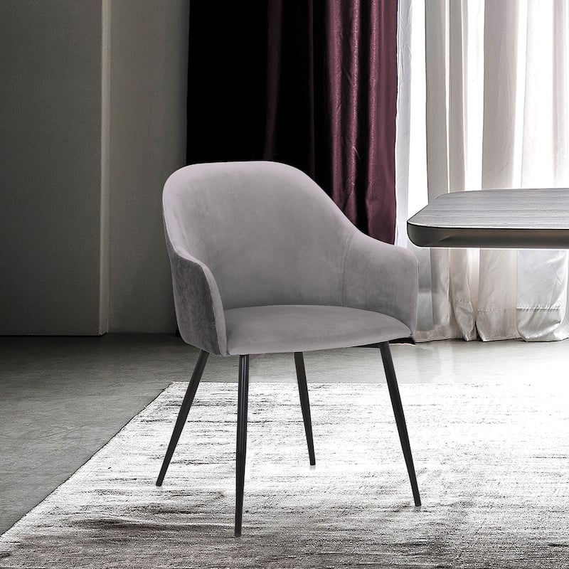 Pixie Two Tone Fabric Dining Room Chair with Black Metal Legs