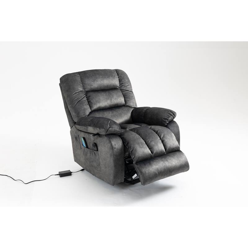 Power Lift Recliner Chair with Massage & Heat, Velvet Upholstered Electric Recliner, Lounge Sofa Chair with Side Pockets