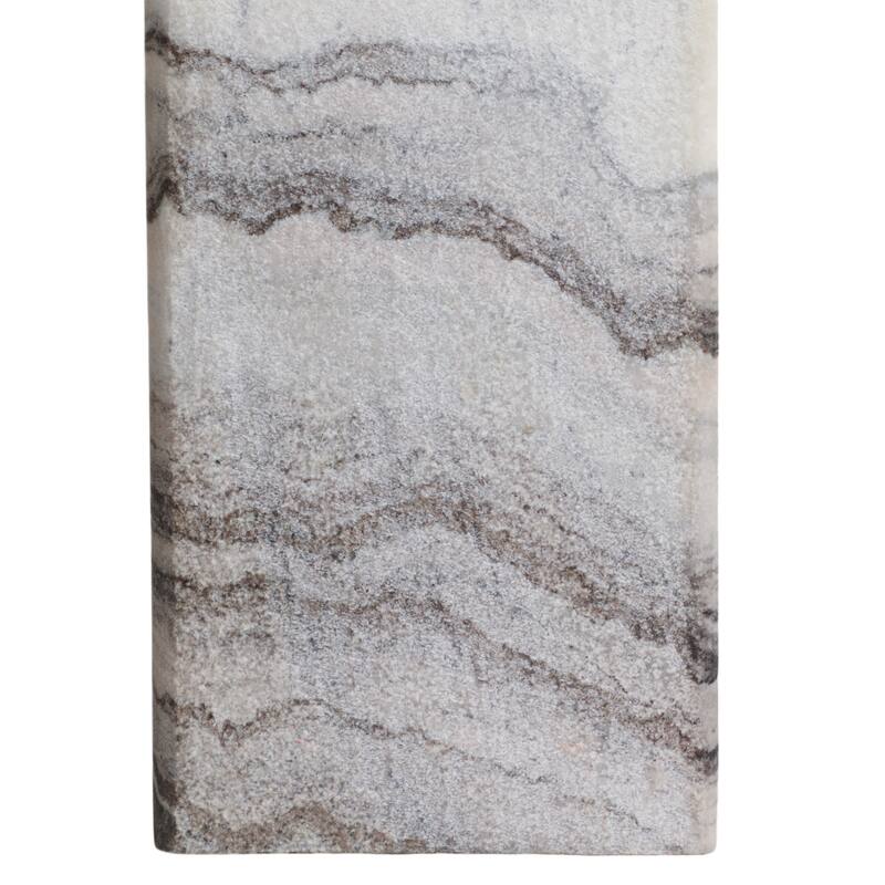 Stone Accent Table with Pedestal Base Modern Design - 24" White - 20" x 15" x 24"