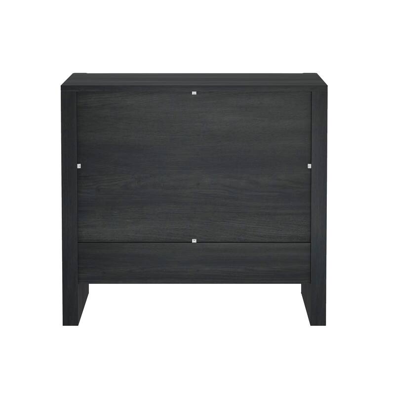 Modern Nightstand with 2 Drawers Wood Grain Texture Minimalist Design