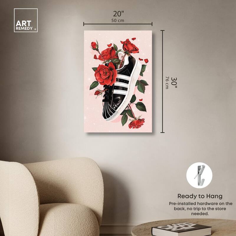 Sporty Sneaker Flowers Canvas by Art Remedy, Gallery Wrapped