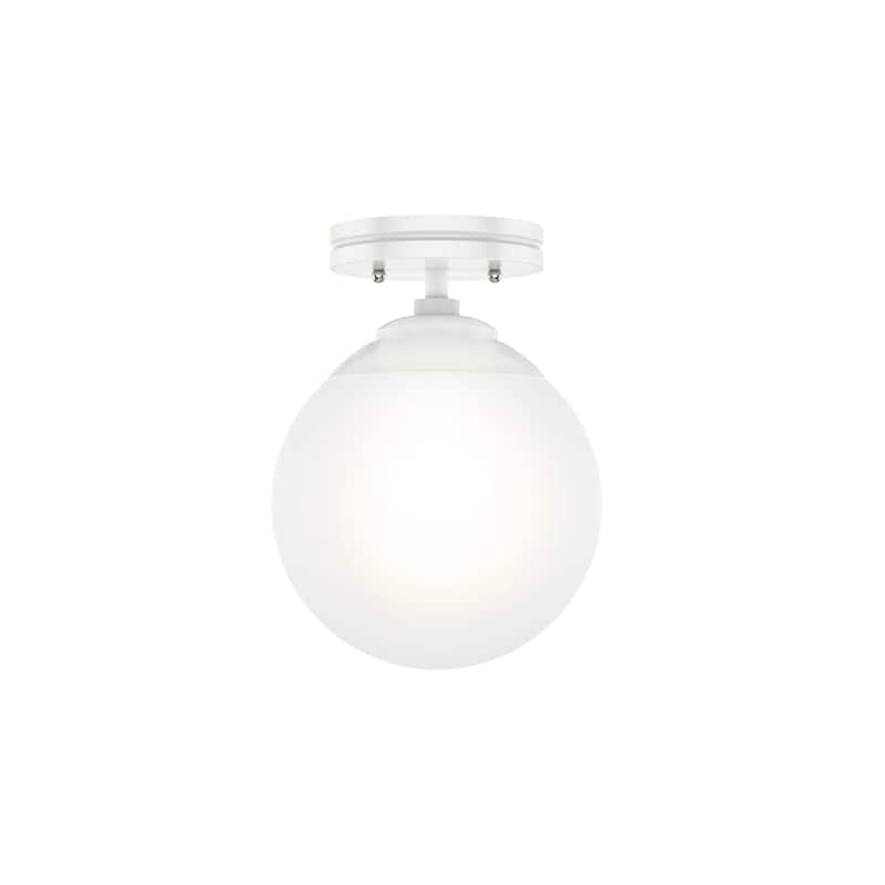 Hunter Hepburn 1-Light Flush Mount Ceiling Light - Bedroom, Bath, Entry, Hallway - Damp-Rated - Vintage, Globe Light