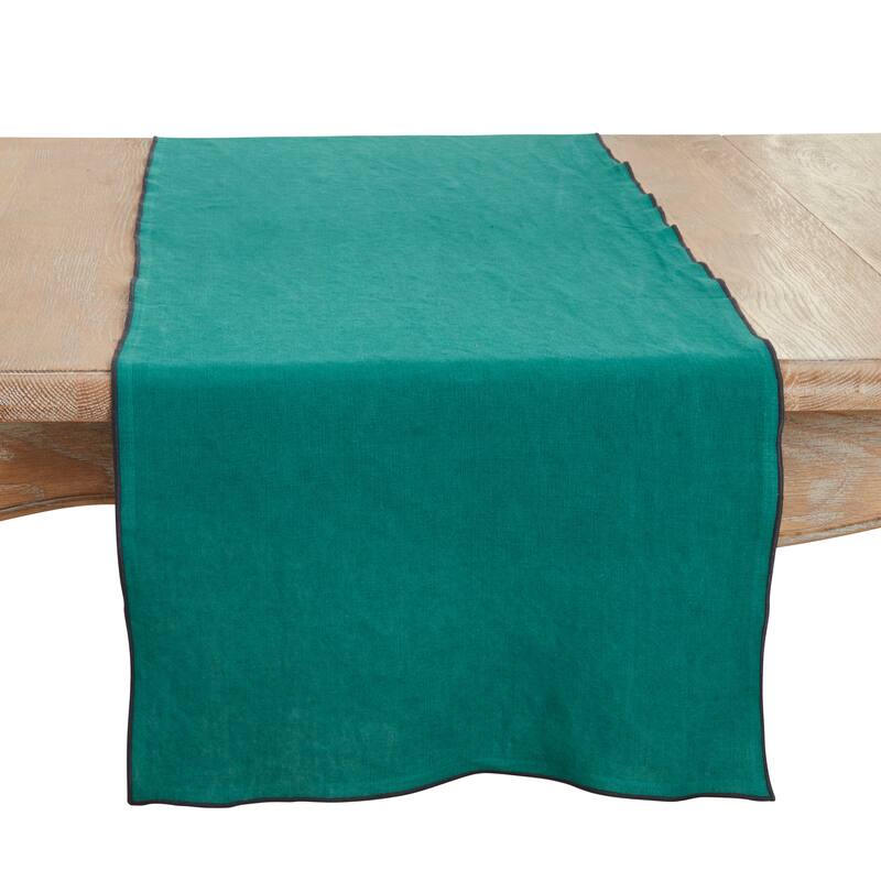 Stonewashed Stitched Edge Table Runner - 16"x72" - Jasper Green