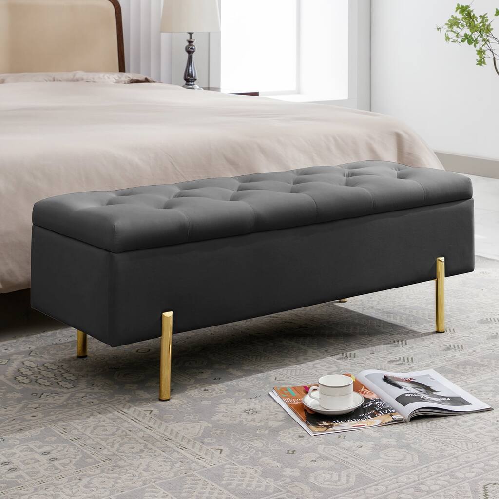 Mixoy Entryway Bench,Upholstered Ottoman Bench with Storage Space,End of Bed Bench