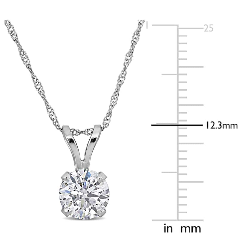 1ct TDW Lab-Grown Diamond Solitaire Pendant with Chain in 14k White Gold