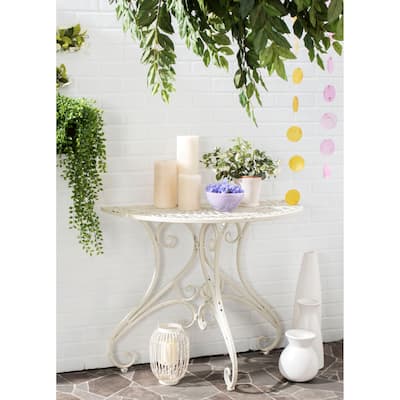 SAFAVIEH Outdoor Tatyanna Annalise Iron Accent Table - 36"W x 19"D x 29"H