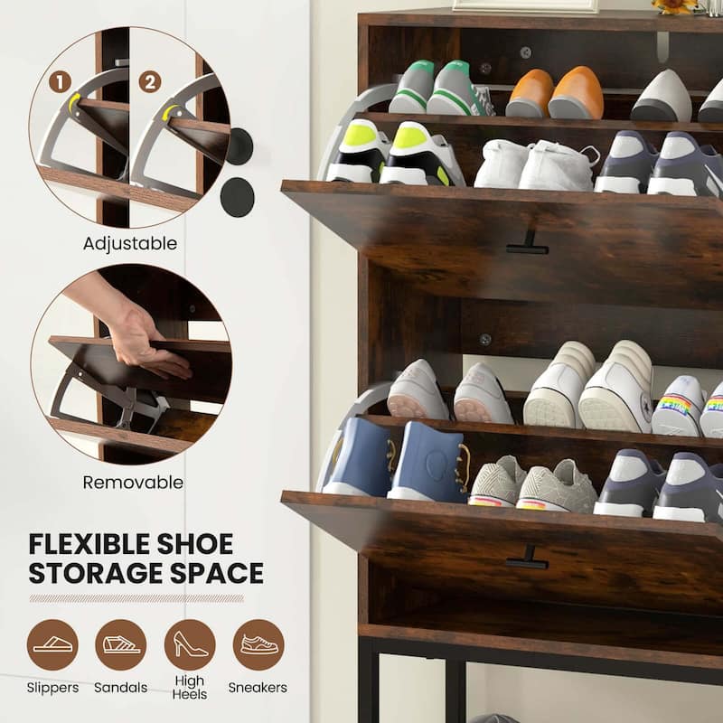 Costway Industrial Shoe Storage Cabinet with 2 Flip Drawers 1 Bottom - See Details