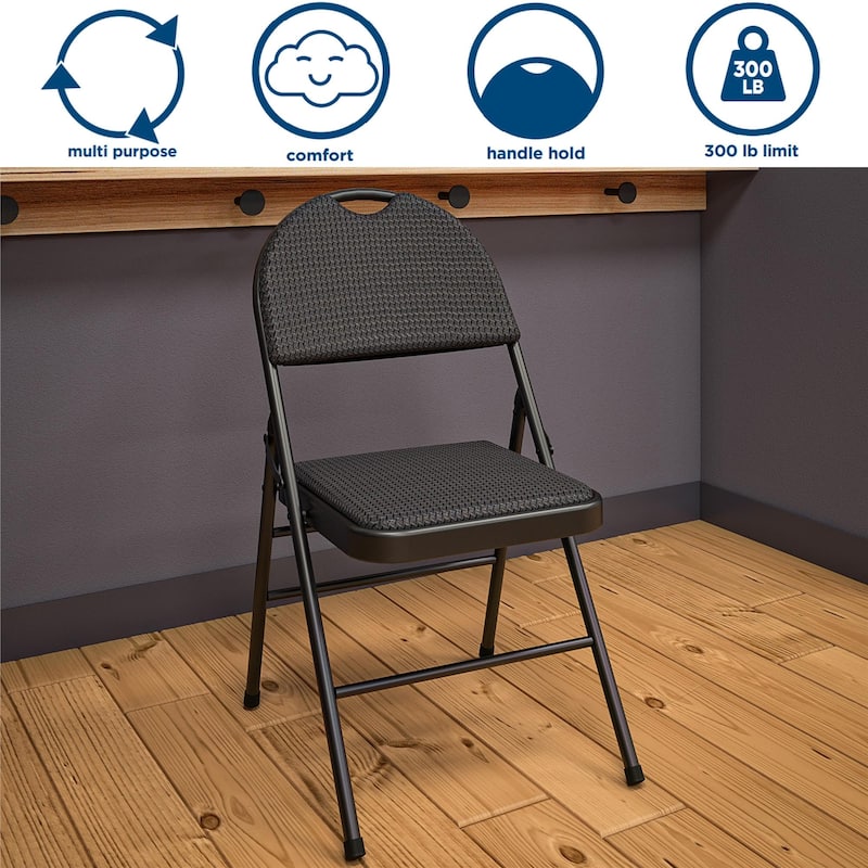 COSCO Commercial XL Comfort Fabric Padded Metal Folding Chair, 4-Pack