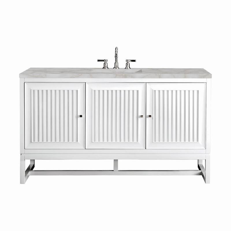 James Martin Vanities E645-V60S-3VSL Athens 60" Single Basin Poplar - Glossy White - Painted