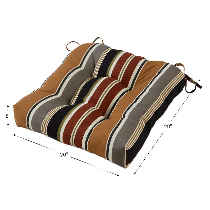 Brick Stripe 20-inch Outdoor Dining Seat Cushion (Set of 2)