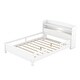 preview thumbnail 6 of 7, Full Size Platform Bed with Storage Headboard, Wooden Kids Storage Bed Frame with Built-in LED Light and Guardrail, White