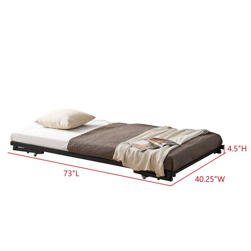Amara Metal Lift-Up Trundle Bed with Wheels