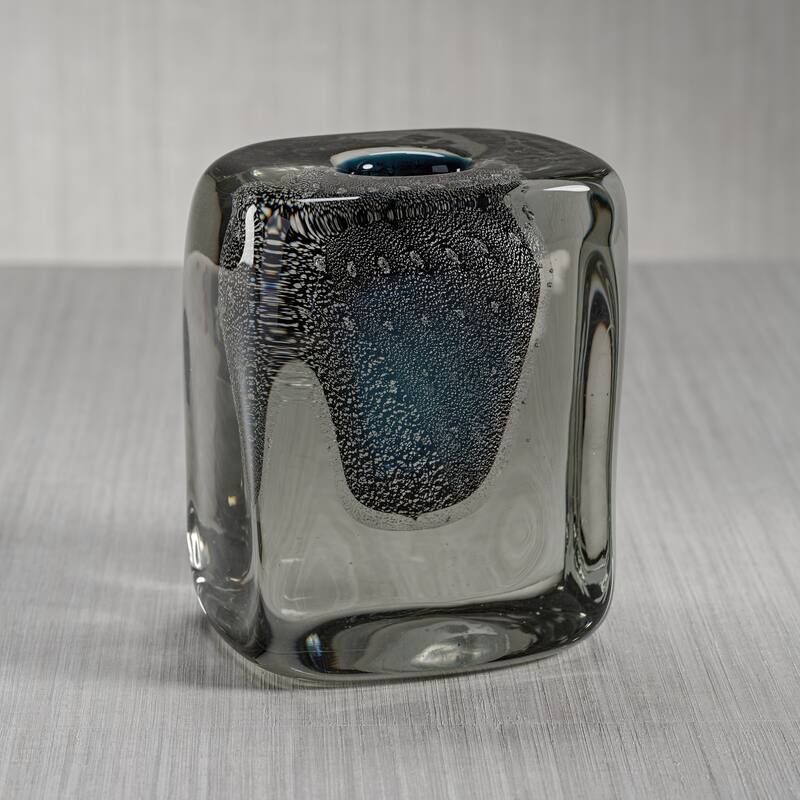 Eibar Handcrafted Clear Smoky Crystal Bloom Vase