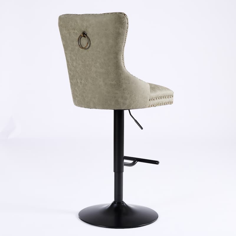 Swivel Barstools Adjusatble Seat Height from 25-33 Inch, with Backs Comfortable Tufted for Homeand Kitchen Island (Set of 2)