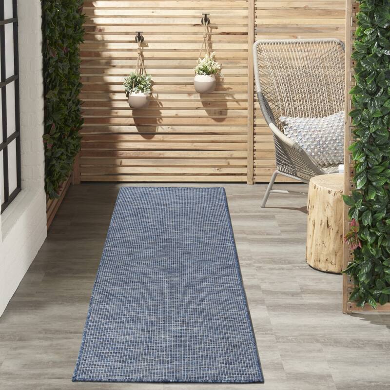 HomeRoots 12' Navy Blue Power Loom Runner Rug - 12' Runner