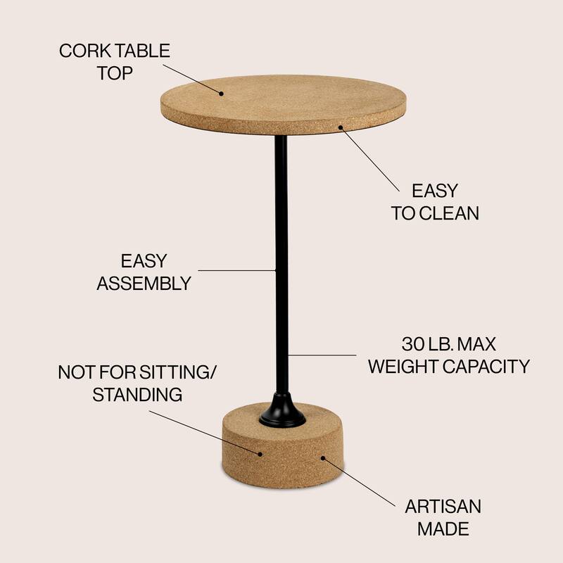 JONATHAN Y Evelyn 23.5" Metal/Cork Round End Table