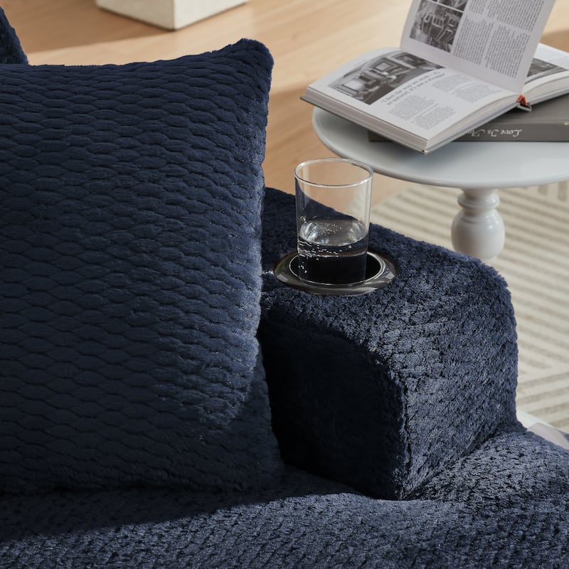 Oversized Chaise Lounge Chair Indoor, No Assembly Sleeper Sofa with Faux Fur Upholstery for Living Room or Office