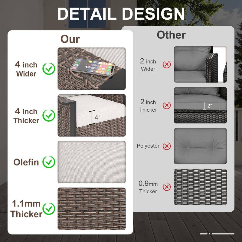 Pocassy Outdoor Wicker 2-Piece Patio Chair with Cushion