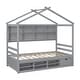 preview thumbnail 10 of 57, Wooden House-shaped Twin House Bed with Bedside Built-in Storage Shelves,Under Bed Storage,Kids and Baby