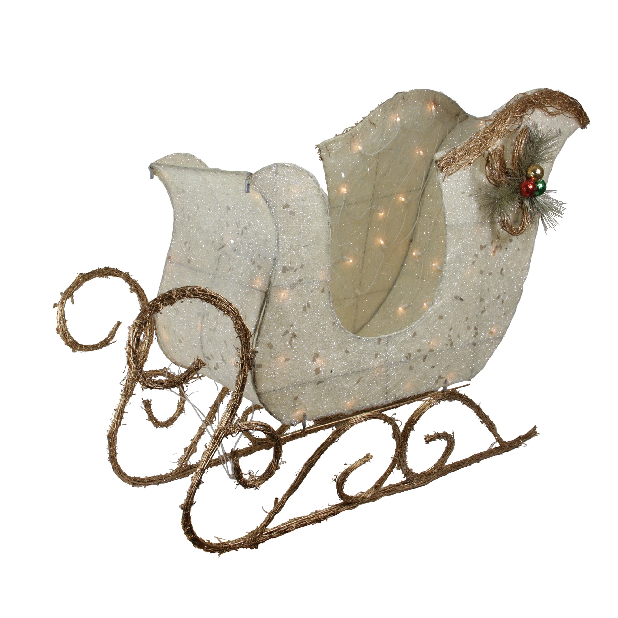 Shop 39 Ivory And Brown Sisal Sleigh Outdoor Christmas Decoration