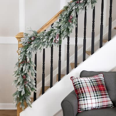 Real Touch™️ Flocked Snowcap Grove Fir Artificial Christmas Garland - 7' x 15" - Unlit