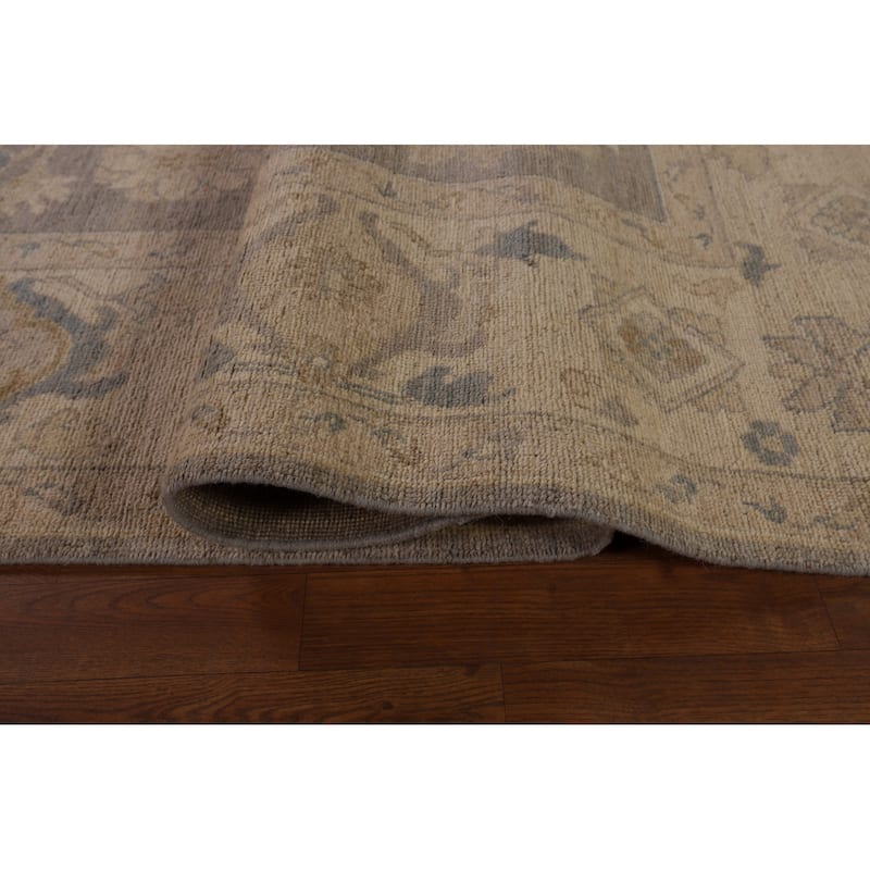 Vegetable Dye Gray Oushak Turkish Area Rug Hand-Knotted Wool Carpet - 9'4" x 12'4"