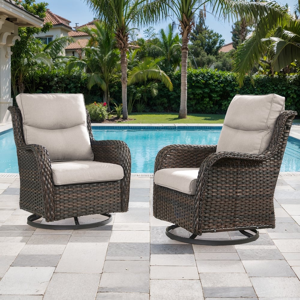 igh Back Outdoor Swivel Patio Wicker Chairs Set of 2