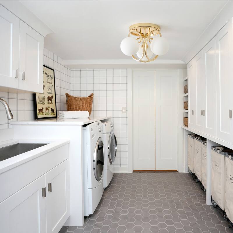3-light Glass Flush Mount Lights