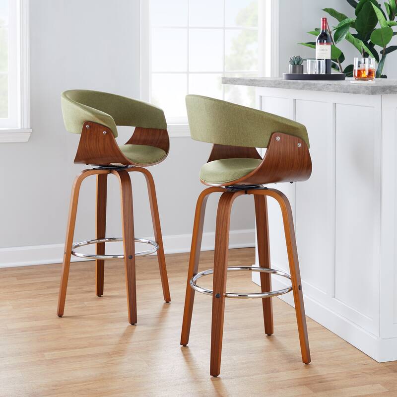 Carson Carrington Sauda 30" Fixed-Height Bar Stool with Bent Wood Legs (Set of 2)