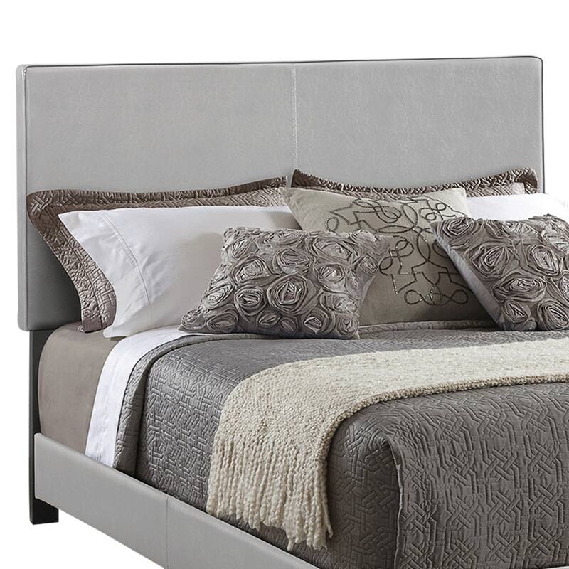 Leather Upholstered Queen Size Platform Bed, Gray