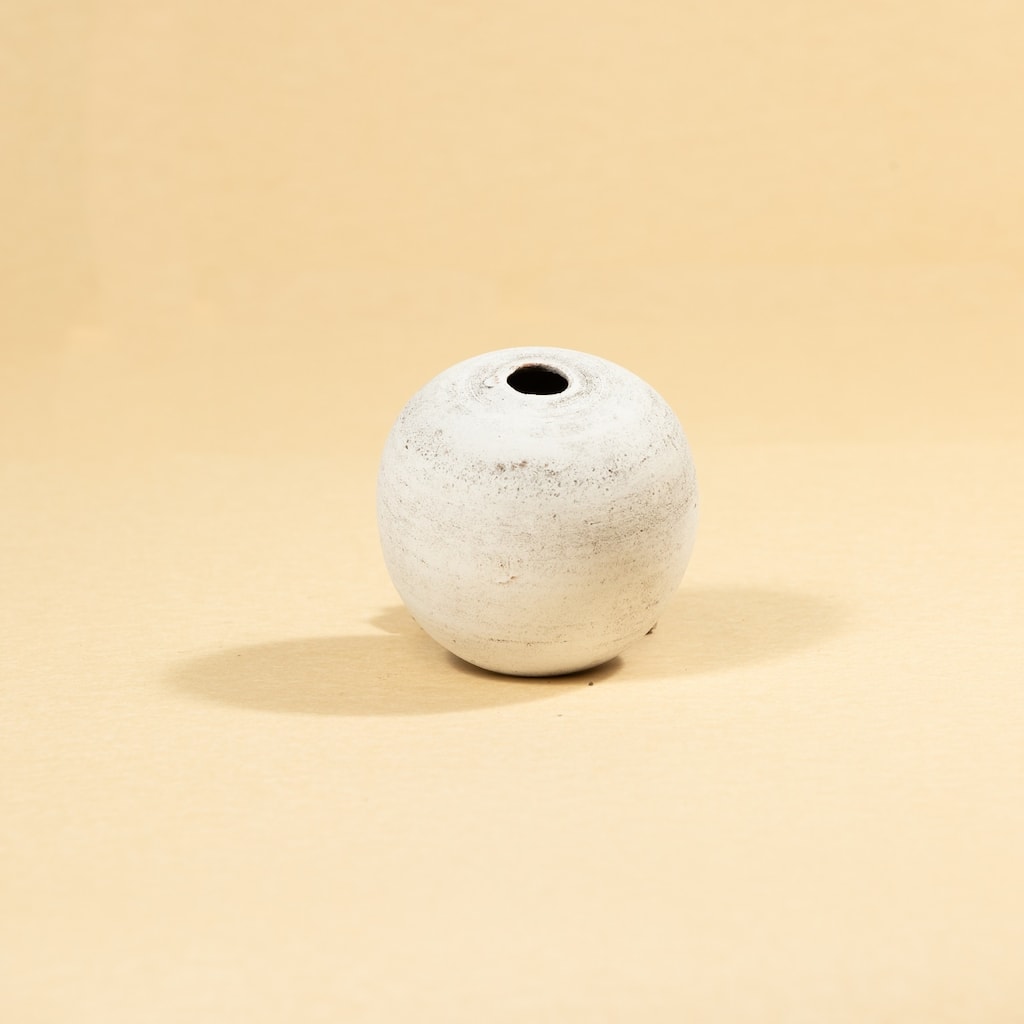 Small Clay Sphere Tabletop Decoration - 10" - White