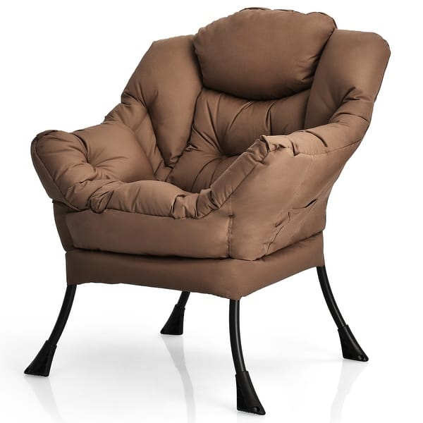 slide 2 of 6, Modern Lazy Chair Accent Lounge Chair Single Sofa Chair Brown