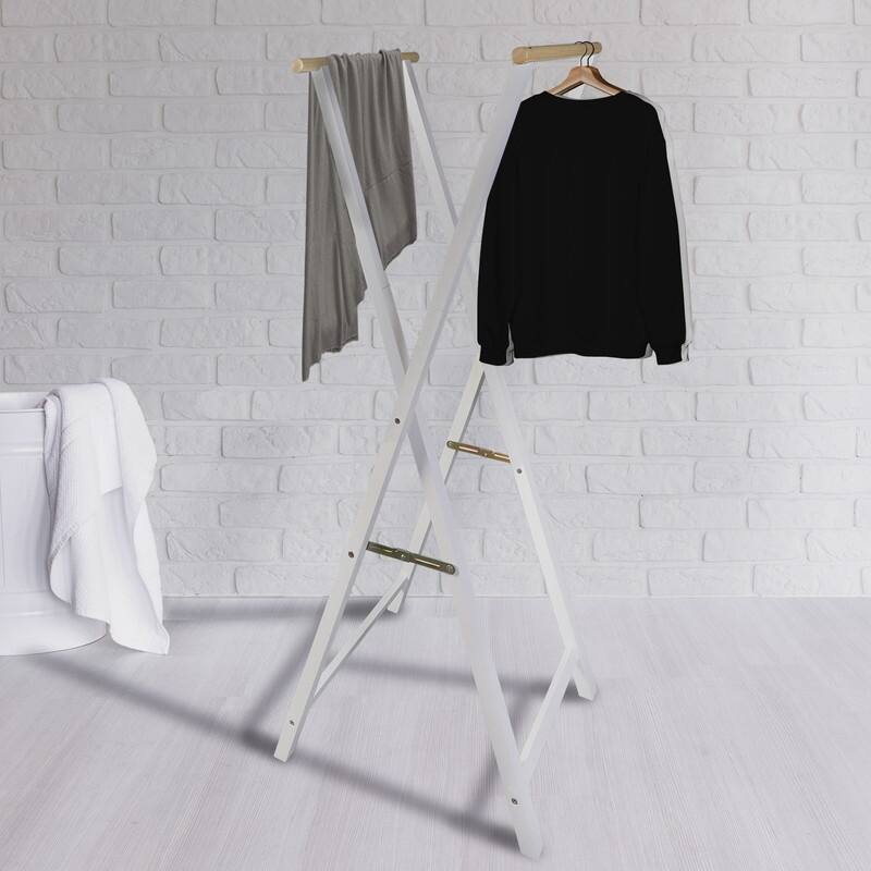 100% Solid Wood Folding Clothing Garment Rack with Two Hanging Rods - 20.5"W x 23"D x 60"H