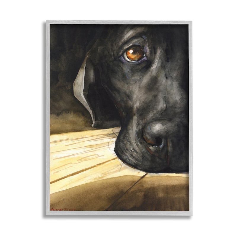 Stupell Labrador Resting Pet Dog Portrait Brown Black Framed Wall Art