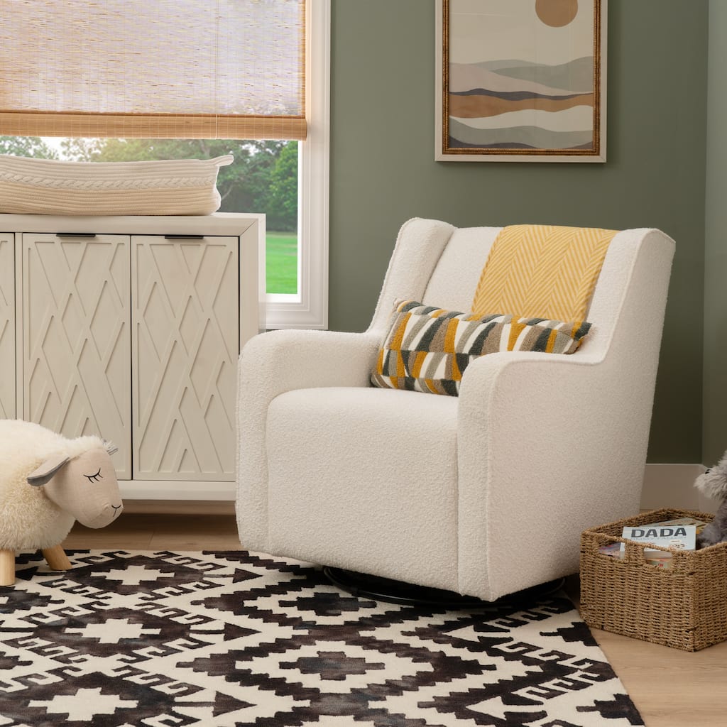 Dolly White Sherpa or Brown Velvet Swivel Rocker Accent Chair