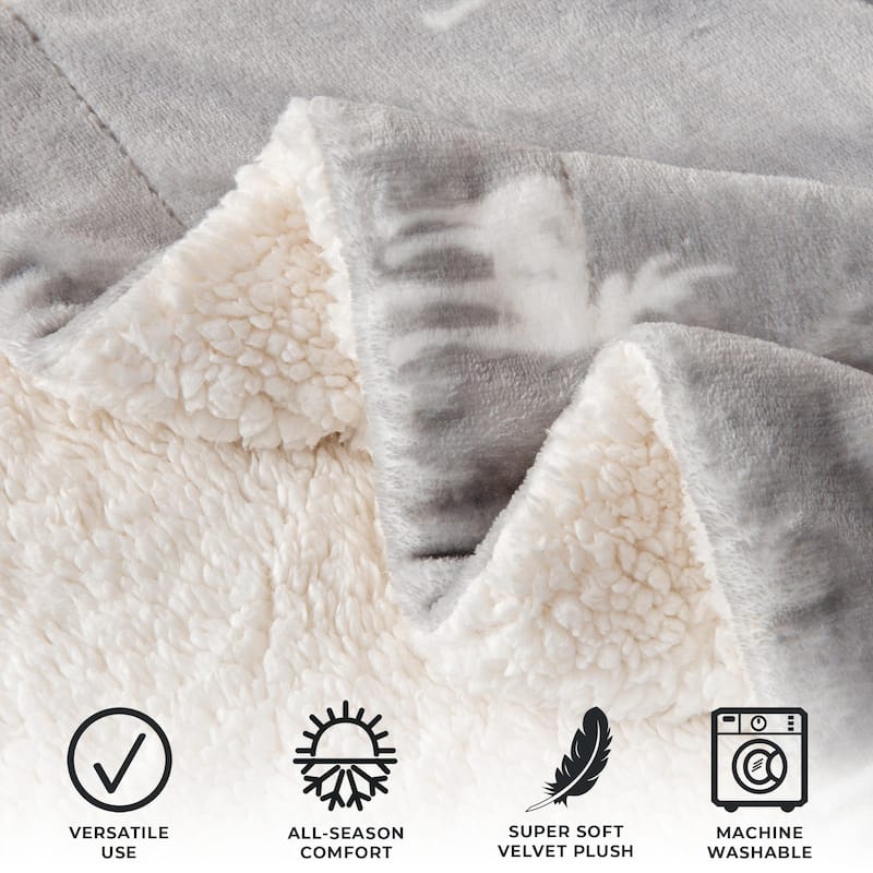 Linery & Co. Velvet Plush Reversible Sherpa Throw Blanket