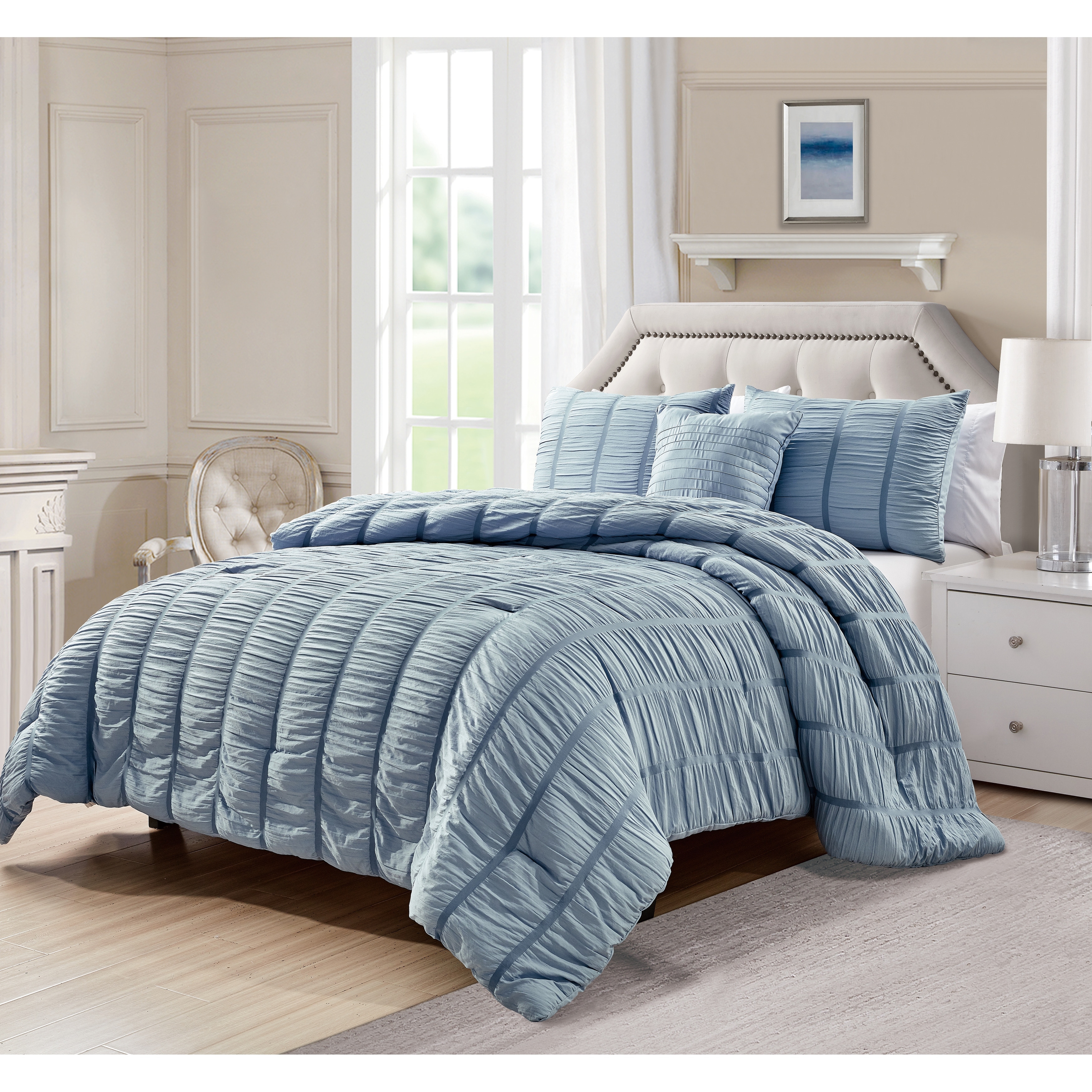 Electra 4pc Seersucker Comforter Set Blue