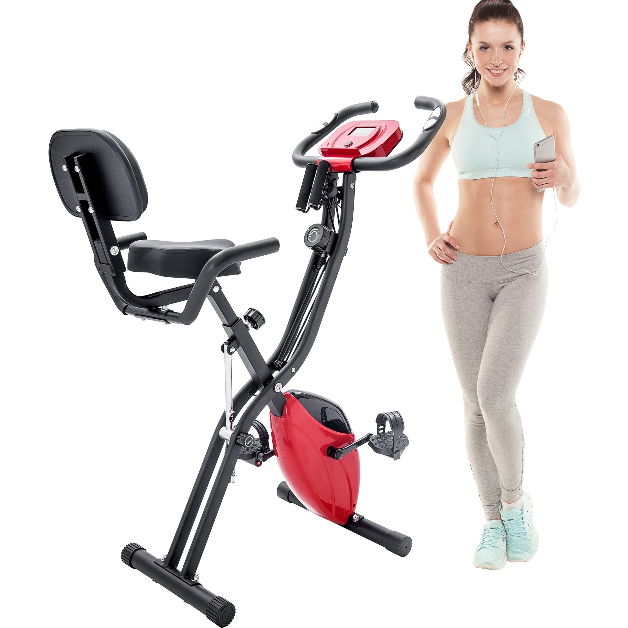 Merax 3 in 1 adjustable folding exercise bike convertible magnetic upright hotsell recumbent bike with arm bands