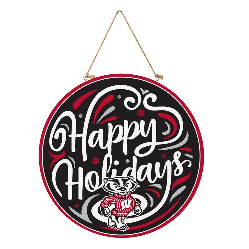 University of Wisconsin 18" x 18" Happy Holidays Door Décor Wall Sign - 18" x 18"