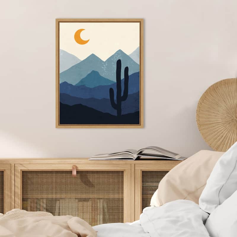 Desert Life Night by XYZ Studio Framed Canvas Wall Art Print - Sylvie Natural