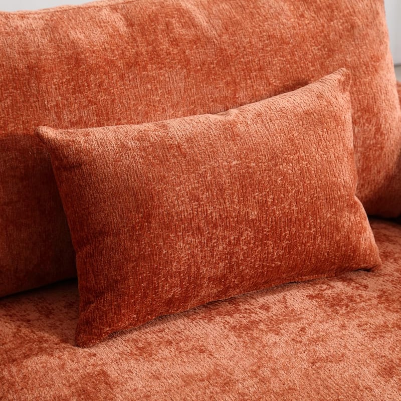 Roomfitters Chenille Loveseat Sofa, Mid-Century 2-Seat Upholstered Couch with Wooden Legs for Living Room