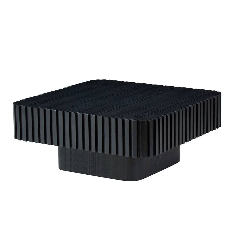 Modern Handcraft Drum Coffee Table Square Coffee Table for Living Room - Light Black