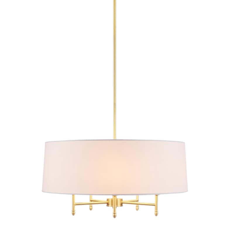 Madison Park Signature Presidio 5-Light Dimmable Chandelier with Drum-shaped Fabric Shade & Adjustable Height