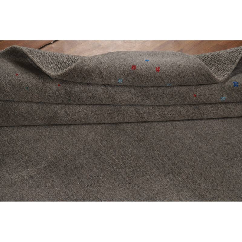 Hand Knotted Oriental 100% Wool Carpet Tribal Tribal Greys & Charcoal Gabbeh Area Rug - 10' 1'' X 8' 3''