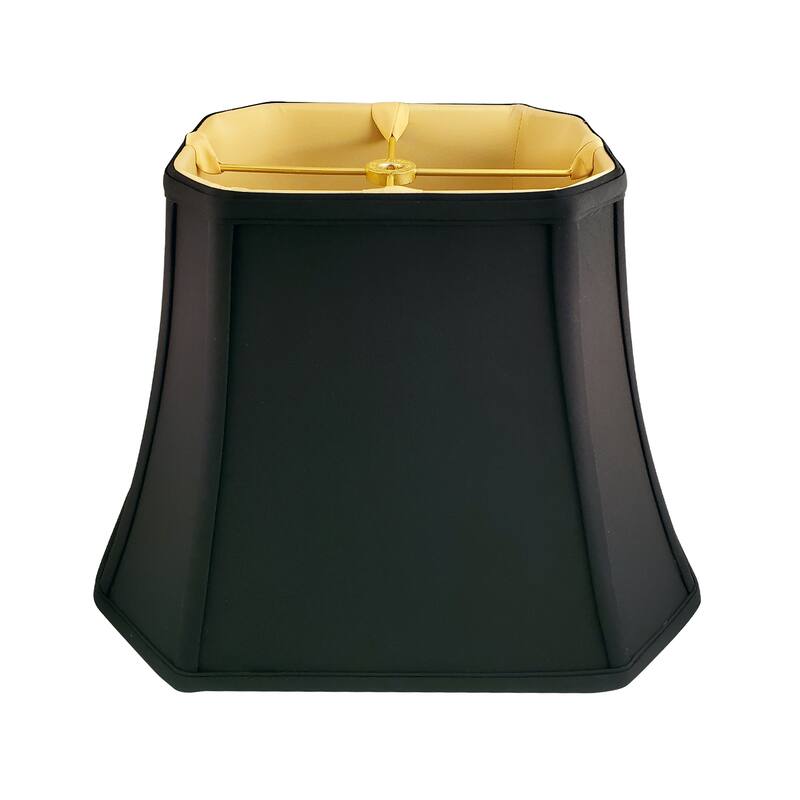 Royal Designs Rectangle Cut Corner Lamp Shade, Black with Gold, (6x8)x(9x14)x10.5
