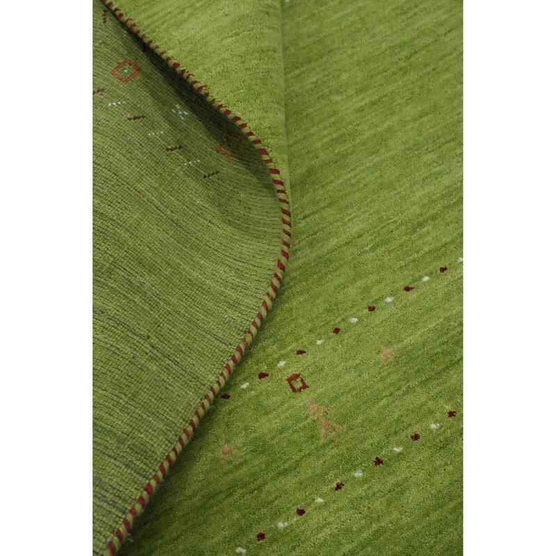 Hand Knotted Oriental 100% Wool Carpet Tribal Animal Pictorial Green Gabbeh Area Rug - 9' 8'' X 6' 6''