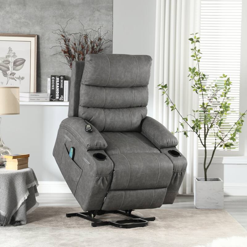 Large Size Electric Power Lift Recliner Chair Sofa with 8 Point Vibration Massage and Lumber Heat