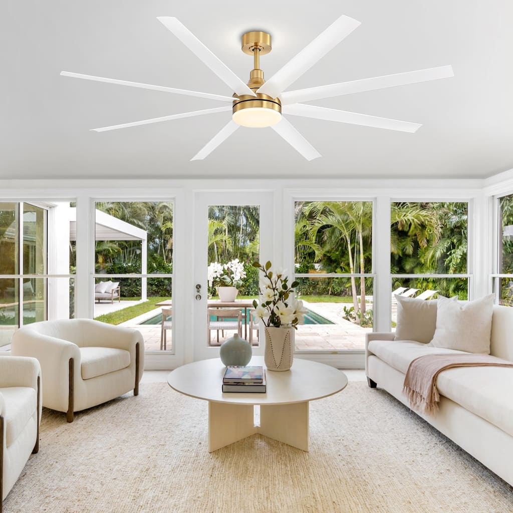 72 Inch Gold LED Ceiling Fan with Light Remote(8-Blade)